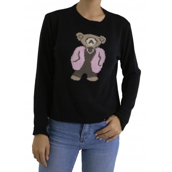 Maglia girocollo con orsacchiotto